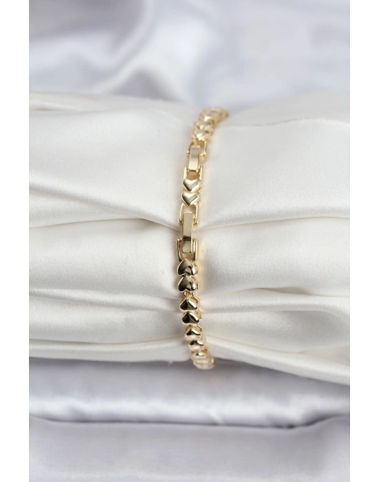 14K Gold Renk Kaplama Kalp Model CM Kadın Bileklik