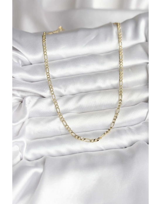 14K Gold Renk Kaplama Kuşgözü Zincir Model Pirinç CM Kadın Kolye