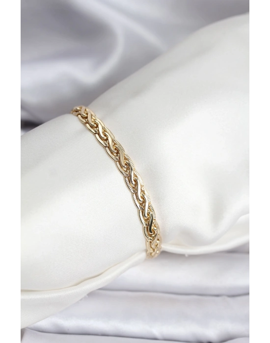 14K Gold Renk Kaplama Lazer Zincir Model CM Kadın Bileklik