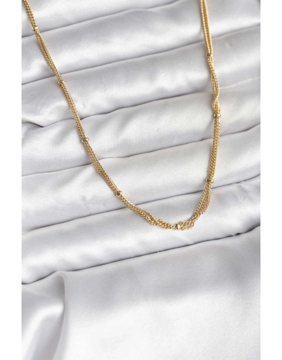 14K Gold Renk Kaplama Topçuk Zincirli Model CM Kadın Kolye