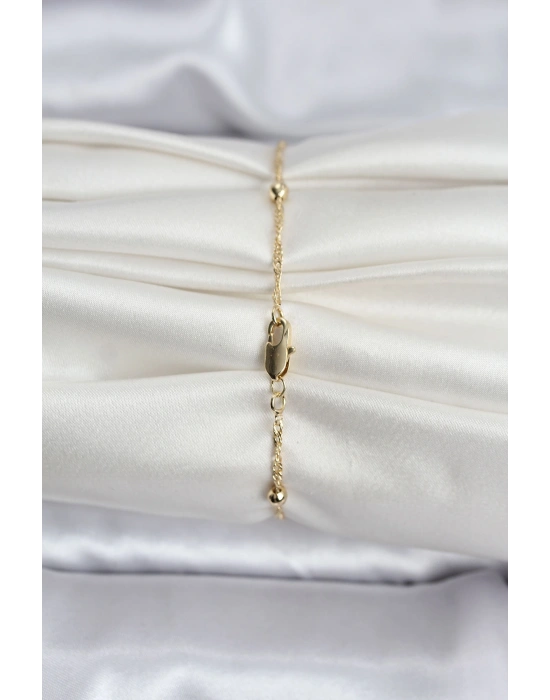 14K Gold Renk Kaplama Topçuklu Model CM Kadın Bileklik