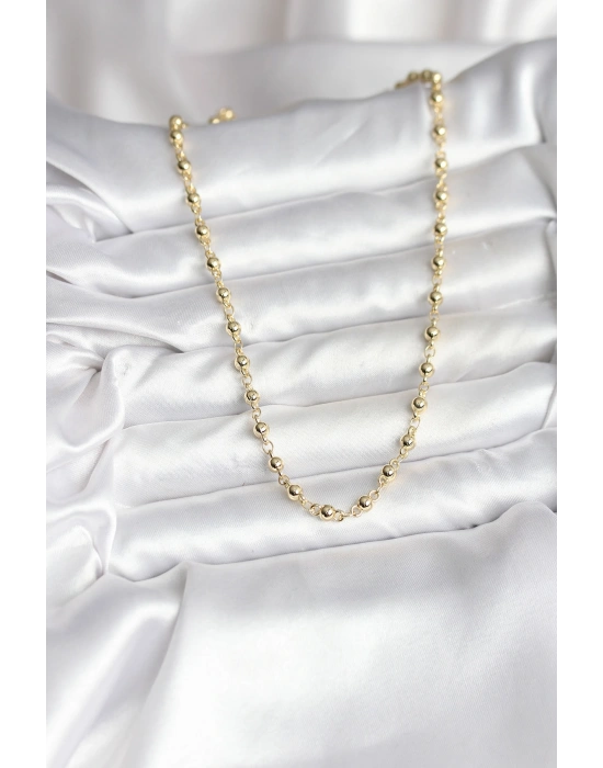 14K Gold Renk Kaplama Topçuklu Zincir Model CM Kadın Kolye