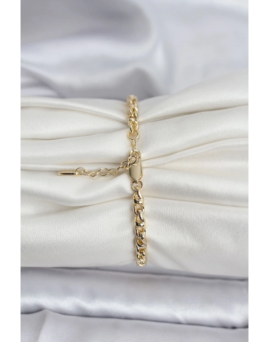 14K Gold Renk Kaplama Zincir Model Kadın CM Bileklik
