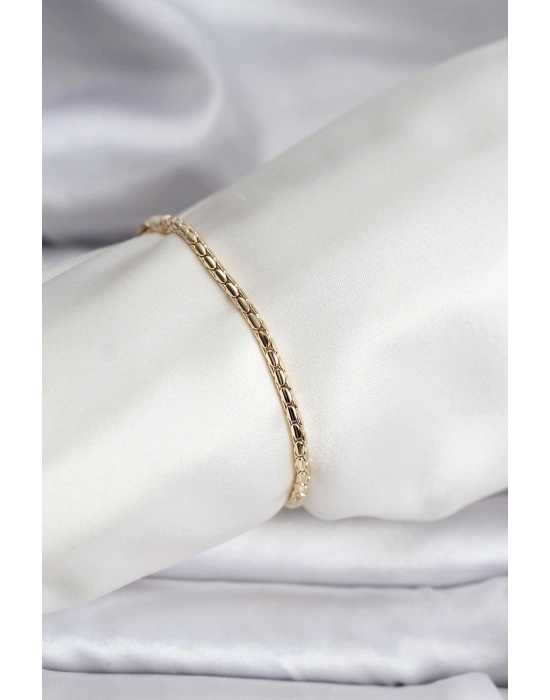 14K Gold Renk Kaplama Zincirli Model CM Kadın Bileklik