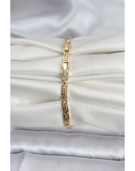 14K Gold Renk Kaplama Zirkon Taşlı Baget Model CM Kadın Bileklik