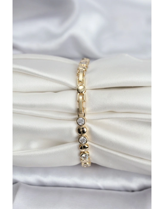 14K Gold Renk Kaplama Zirkon Taşlı CM Kadın Bileklik