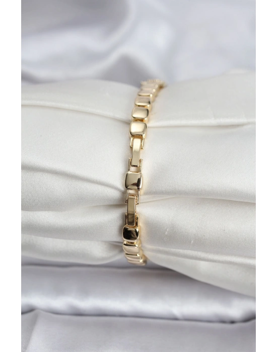 14K Gold Renk Kaplama Zirkon Taşlı CM Kadın Bileklik