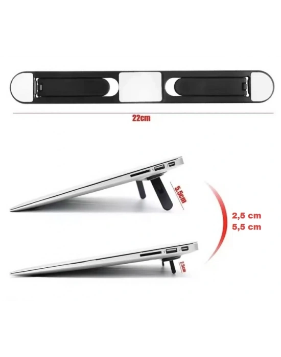 2 Kademeli Katlanabilir ve Yapışkanlı Laptop Standı Siyah