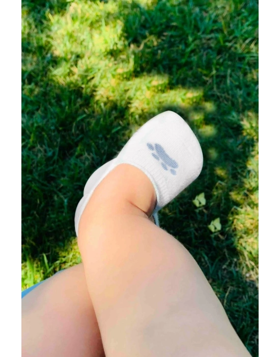 2Li Babet Cute Face Penye Çorap 30103 Mavi-Beyaz