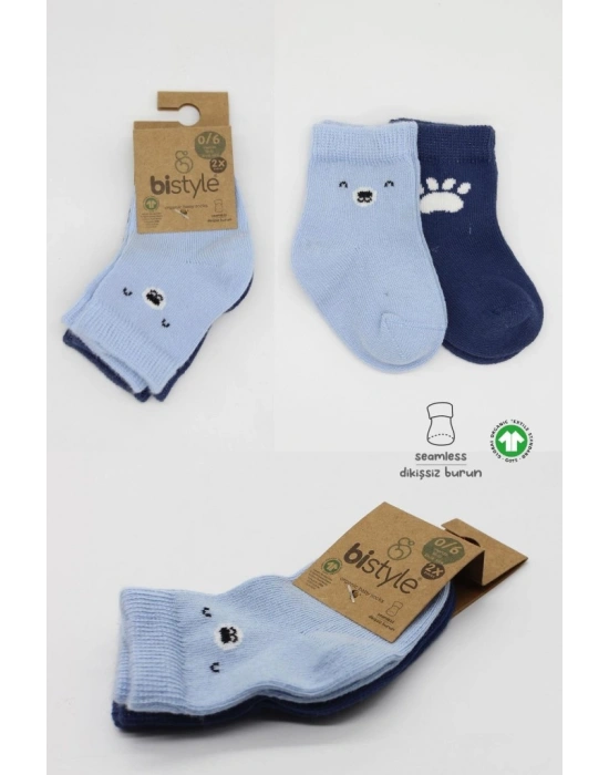 2Li Bear Penye Soket Çorap 10116 Mavi