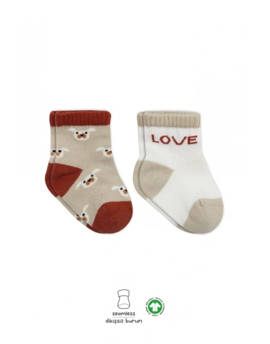 2Li Love Dog Penye Soket Çorap 10118 Bej