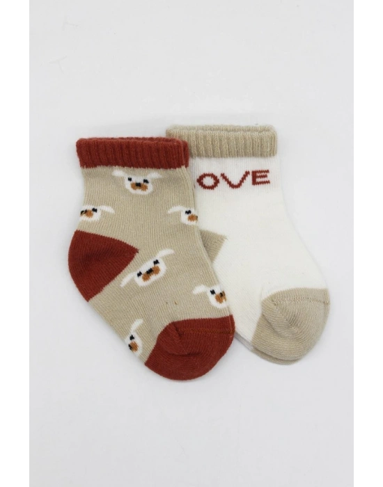 2Li Love Dog Penye Soket Çorap 10118 Bej