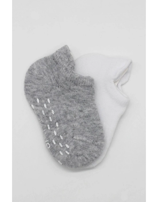 2Li Sneakers Kaymaz Basic Penye Çorap 20103 Gri Beyaz