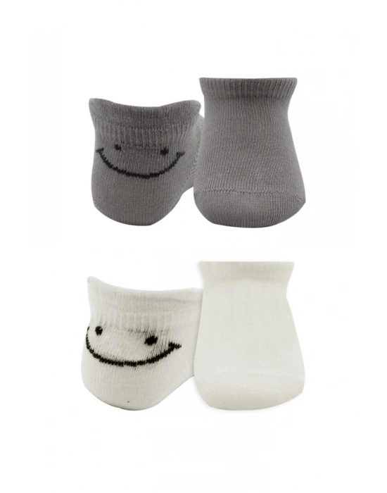 2Li Sneakers Smile Penye Çorap 20106 Gri Ekru