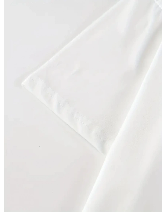 20/1 Penye Compack Baskılı Oversize Kısa Kol Bisiklet Yaka T-shirt - Beyaz