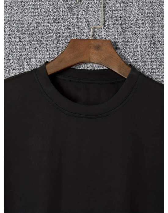 20/1 Penye Compack I TRIED TO WARN YOU. Baskılı Oversize Bisiklet Yaka T-shirt - Siyah