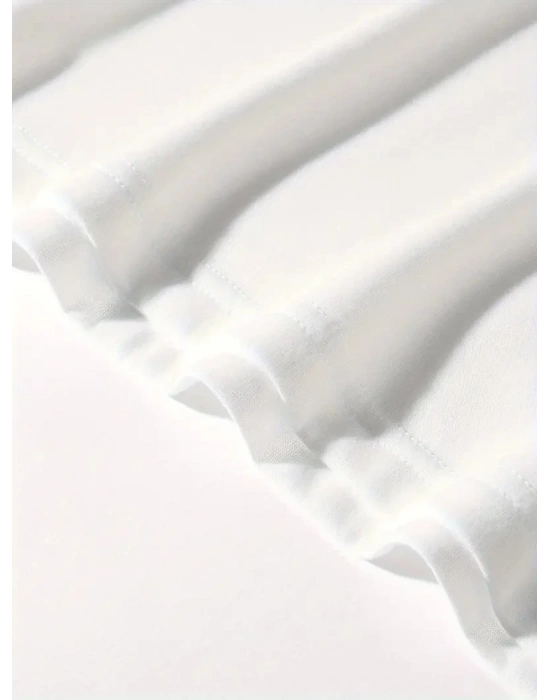 20/1 Penye Compack Ön Arka Ejder Baskılı Oversize Bisiklet Yaka T-shirt - Beyaz