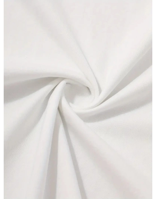 20/1 Penye Compack Sarj %1 Baskılı Oversize Bisiklet Yaka Kısa Kol Yazlık T-shirt - Beyaz