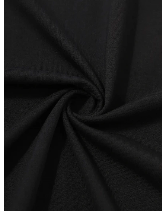 20/1 Penye Compack Sarj %1 Baskılı Oversize Bisiklet Yaka Kısa Kol Yazlık T-shirt - Siyah