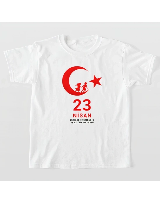 23 Nisan Çocuk Bayramı Baskılı Özel T-shirt - Beyaz