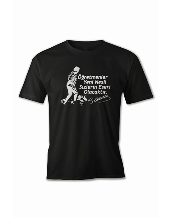 24 Kasım Öğretmenler Baskılı T-shirt - Siyah