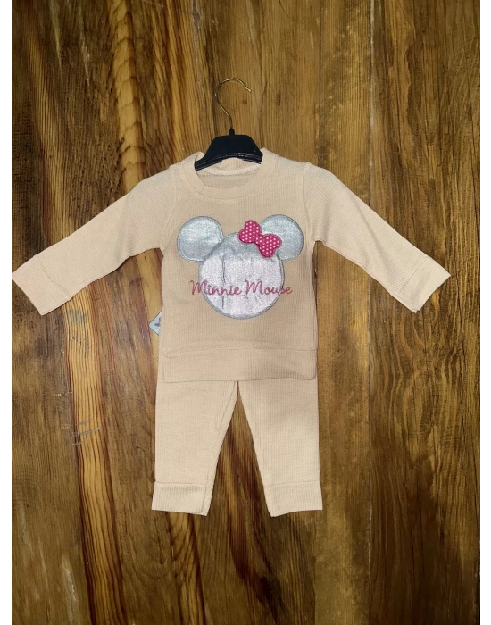 3-12 aylık ayıcık desenli takım krem