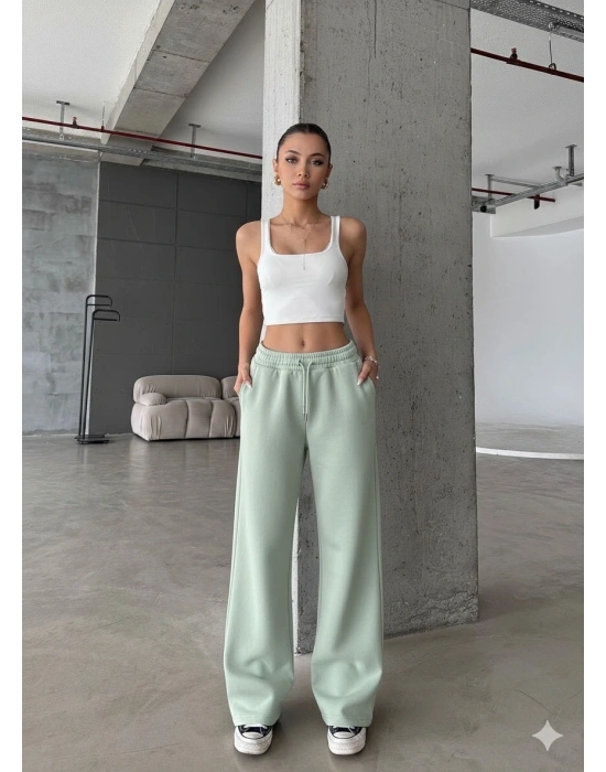 3 iplik şardonlu oversize eşofman mint yeşili