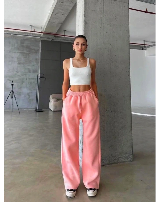 3 iplik şardonlu oversize eşofman somon