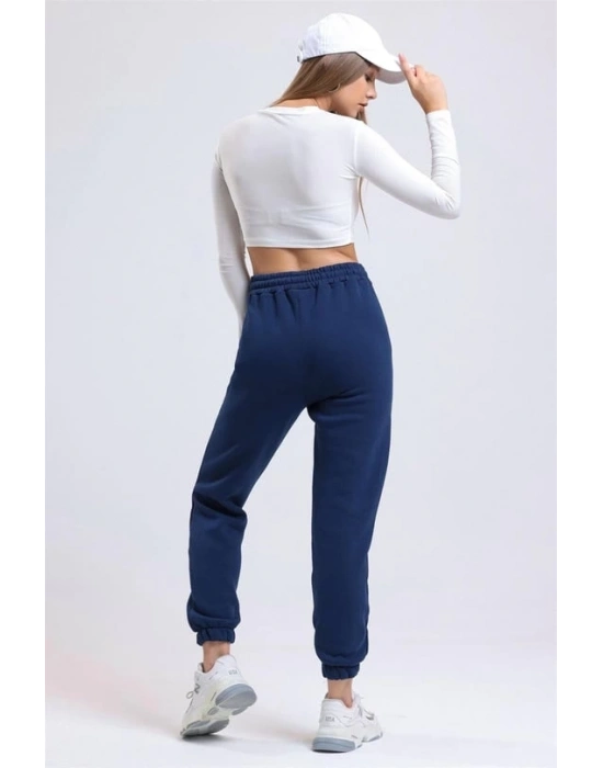 3 iplik şardonlu paça lastikli eşofman lacivert is001