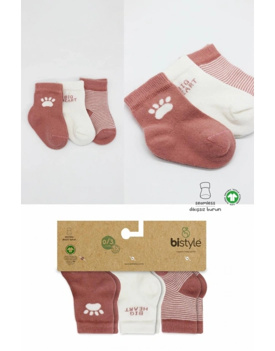 3Lü Penye Soket Çorap BS10110 Pudra