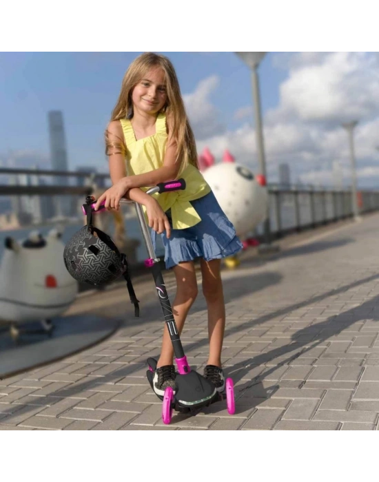 3 Tekerlekli Katlanabilir Işıklı Pembe Scooter
