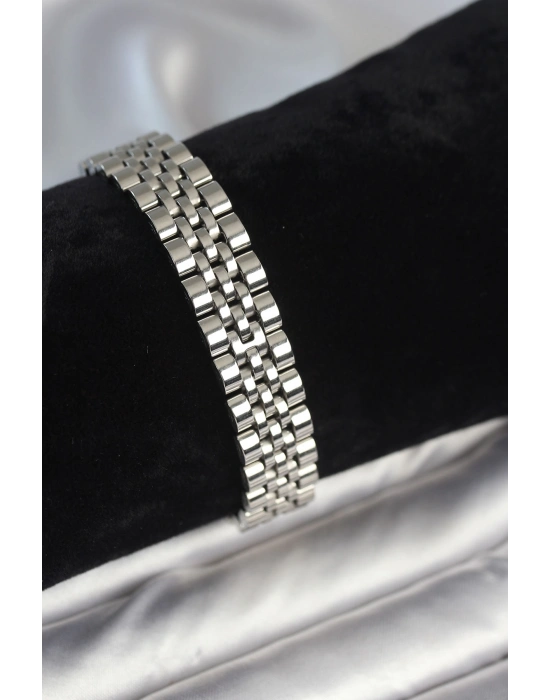 316L Çelik 12 mm Kalınlıkta Gümüş Renkli Erkek Bileklik