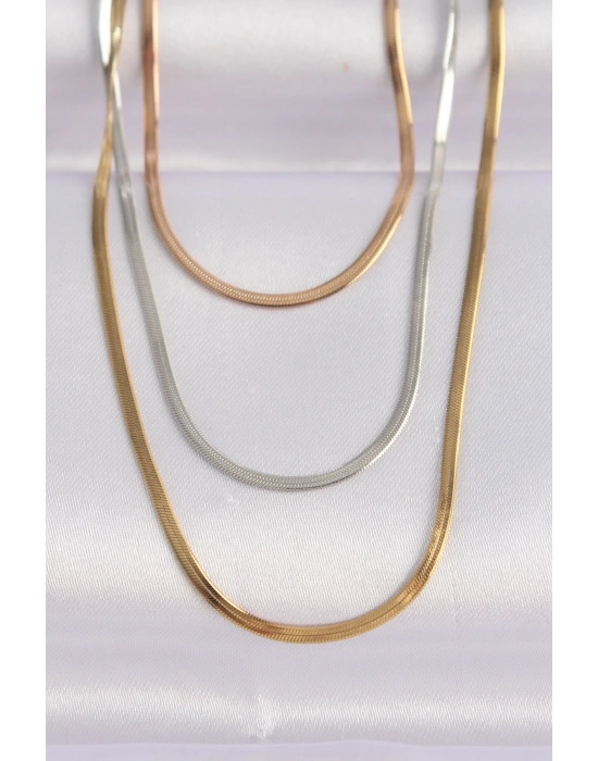 316L Çelik 3 Renkli İtalyan Zincir Çoklu Kolye