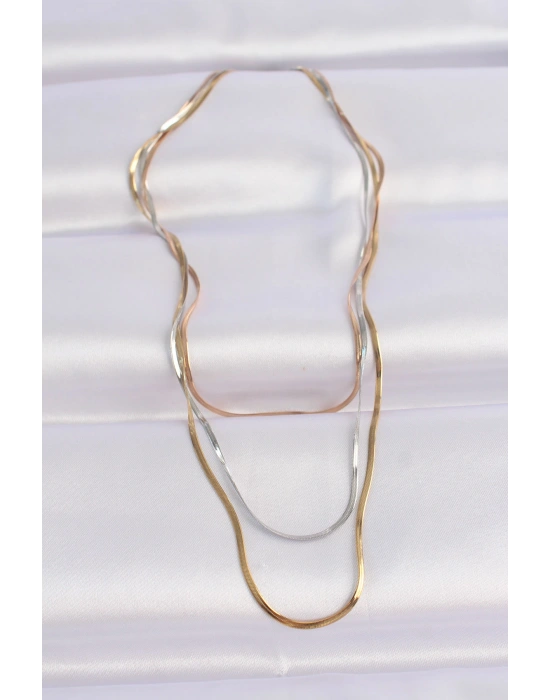 316L Çelik 3 Renkli İtalyan Zincir Çoklu Kolye