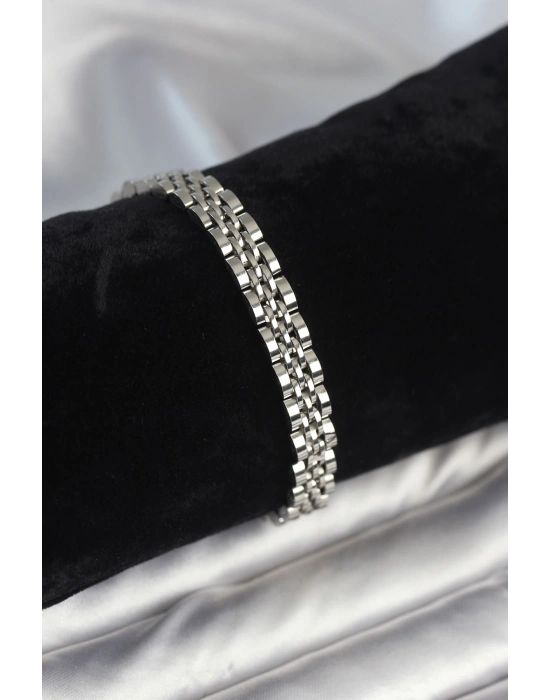 316L Çelik 7 mm Kalınlıkta Gümüş Renkli Erkek Bileklik