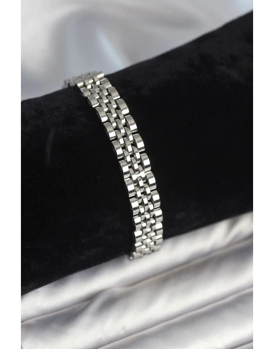 316L Çelik 9 mm Kalınlıkta Gümüş Renkli Erkek Bileklik