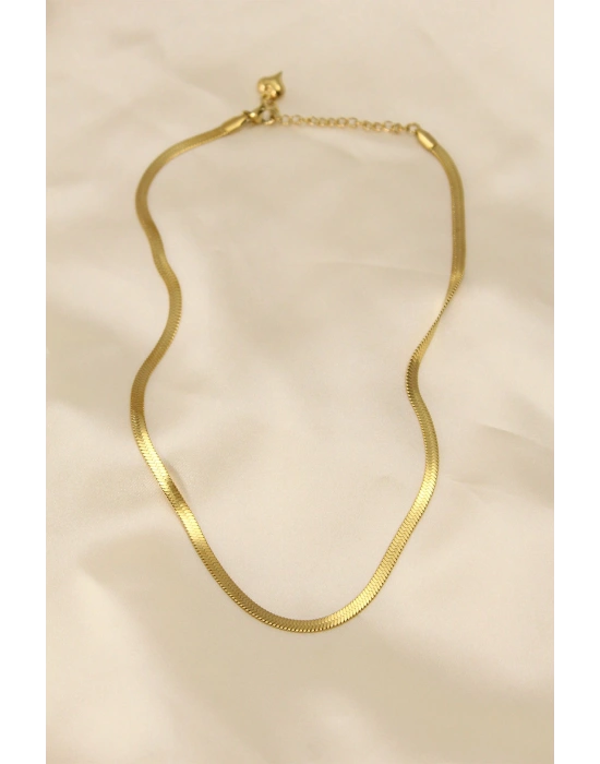 316L Çelik Altın Renk 45 cm İtalyan Zincir Model Kadın Kolye