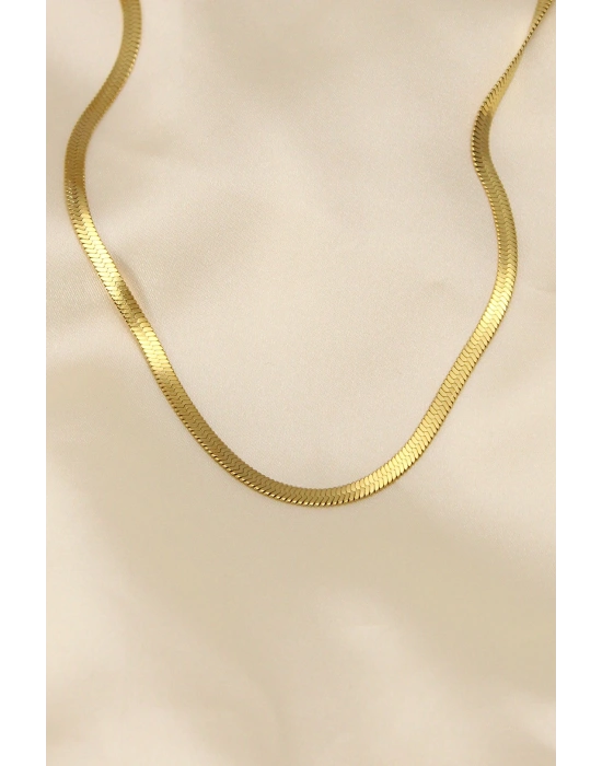 316L Çelik Altın Renk 45 cm İtalyan Zincir Model Kadın Kolye