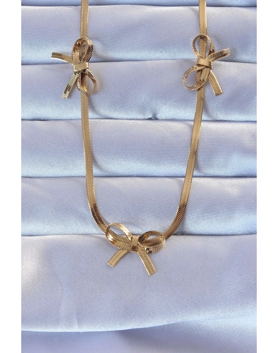 316L Çelik Altın Renk İtalyan Zincirli Fiyonk Kolye