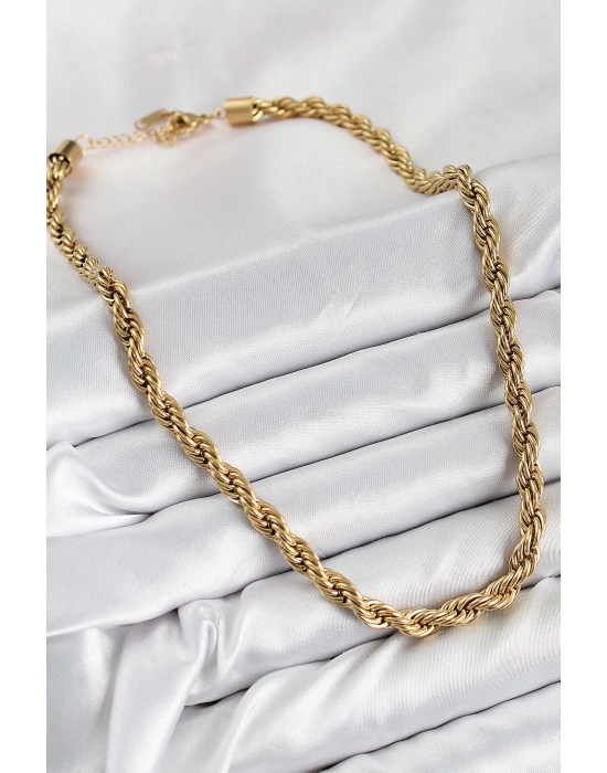 316L Çelik Burgu Model Gold Renk Kadın Kolye