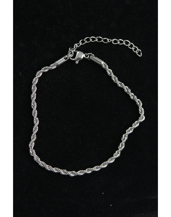 316L Çelik Burgu Model Gümüş Renk Erkek Bileklik