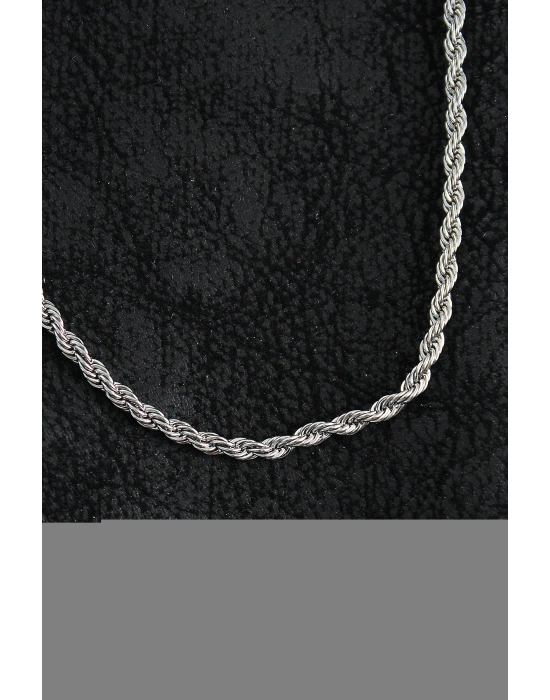 316L Çelik Burgu Zincir Model Gümüş Renk Erkek Kolye