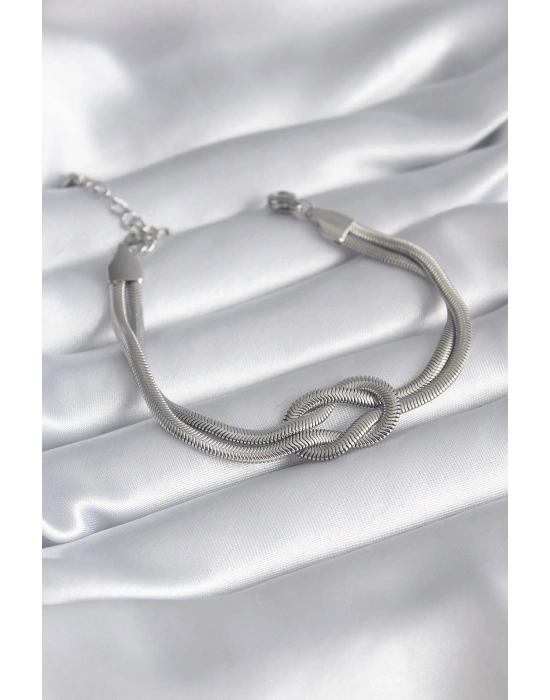 316L Çelik Çelik Gold Renk İtalyan Zincir Düğüm Model Kadın Bileklik