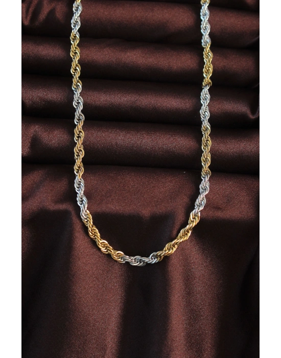 316L Çelik Çift Renk Burgu Tasarımlı Kolye