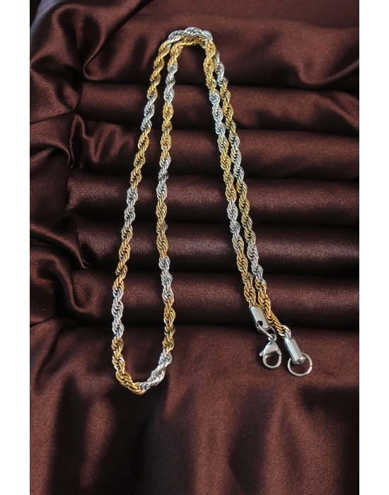 316L Çelik Çift Renk Burgu Tasarımlı Kolye