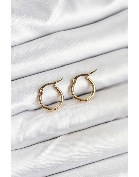 316L Çelik Gold Renk 12 mm Halka Kadın Küpe