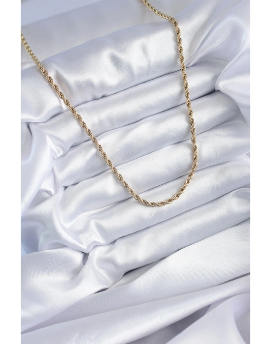 316L Çelik Gold Renk 60 cm Burgu Model Kadın Kolye