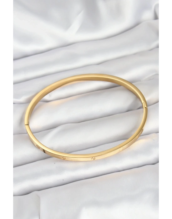 316L Çelik Gold Renk 65 mm İnce Kadın Kelepçe Bileklik