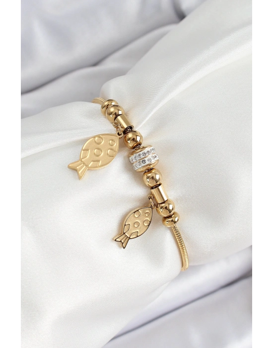 316L Çelik Gold Renk Balık Model Kadın Bileklik