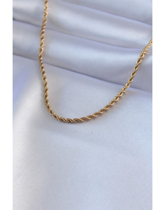 316L Çelik Gold Renk Burgu Model 45 cm Kadın Kolye